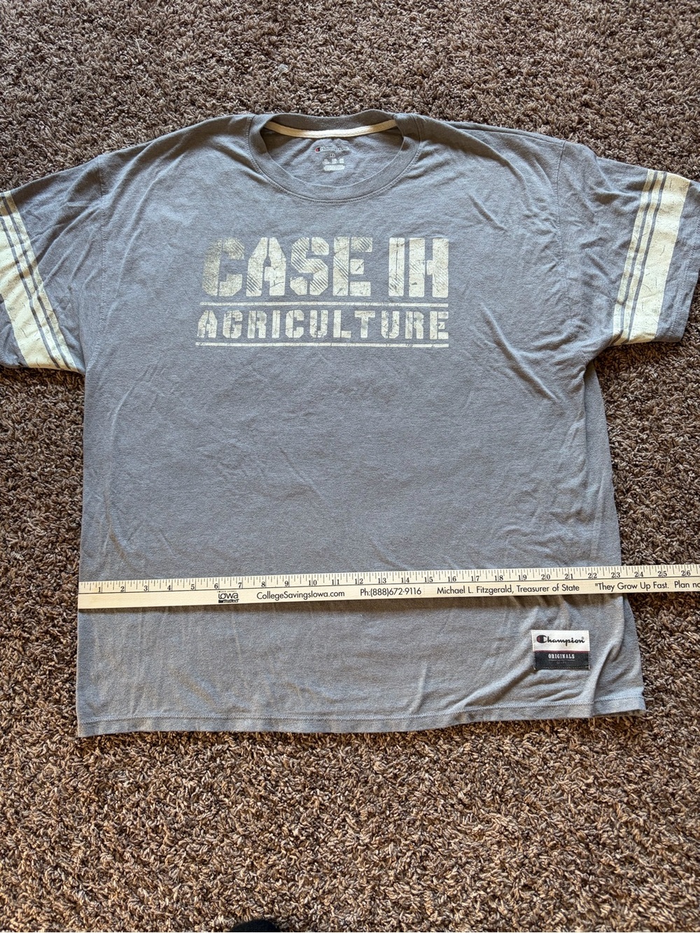 Champion Gray Crewneck Tee with Case IH Agriculture Graphic